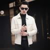 New Genuine Leather Jacket Men's Goat Leather Jacket Lapel Motorcycle Casual Trendy Short Fashionable Jacket for Young and Middle-aged People