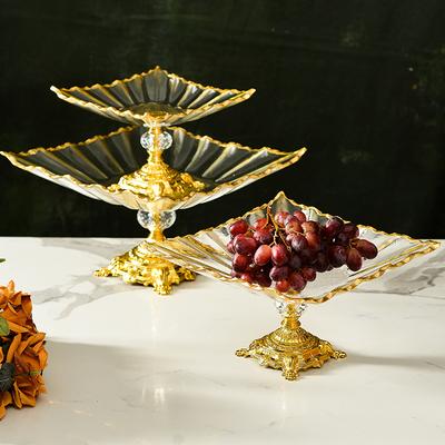 European Style Light Luxury High Footed Fruit Display Tray Living Room Home Bread Pastry Snack Tray Cake Tray Home Decoration