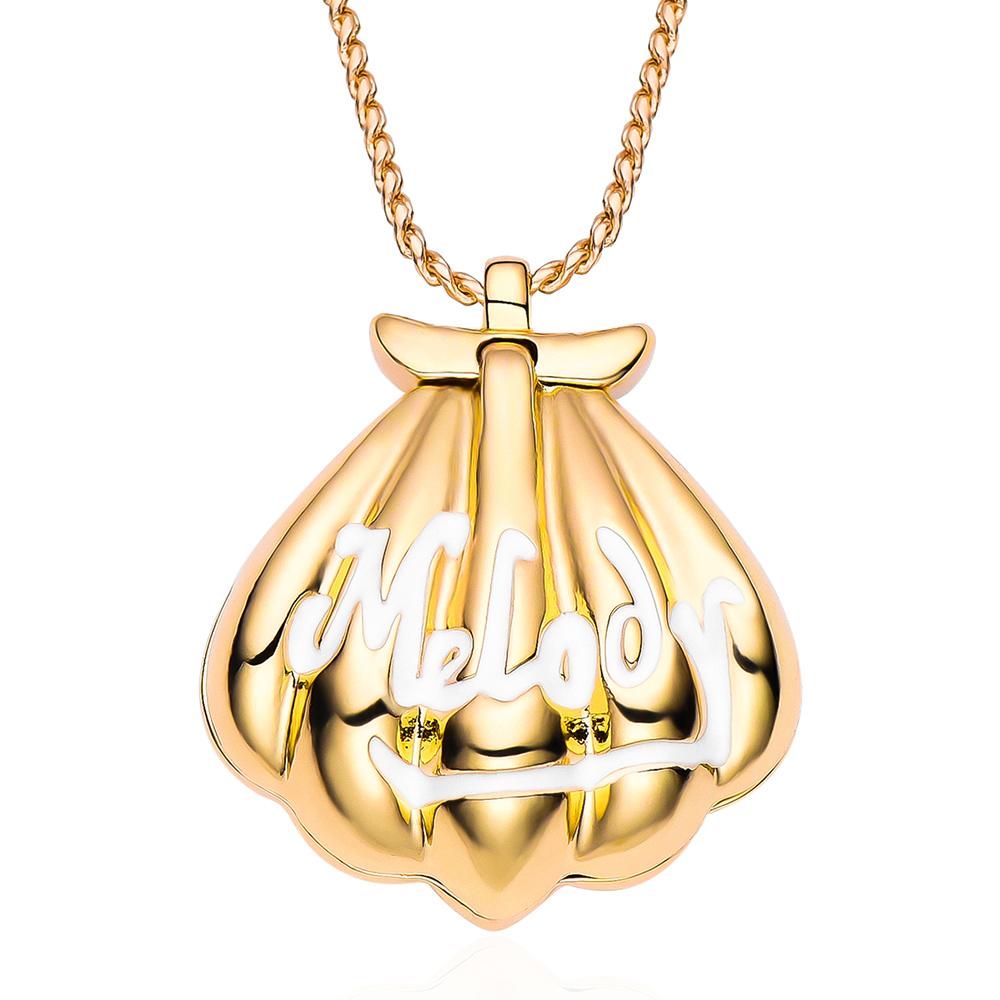 Fashion Melody Gold Shell Necklace Magnetic Locket Jewelry for Women Girls Openable Pendant