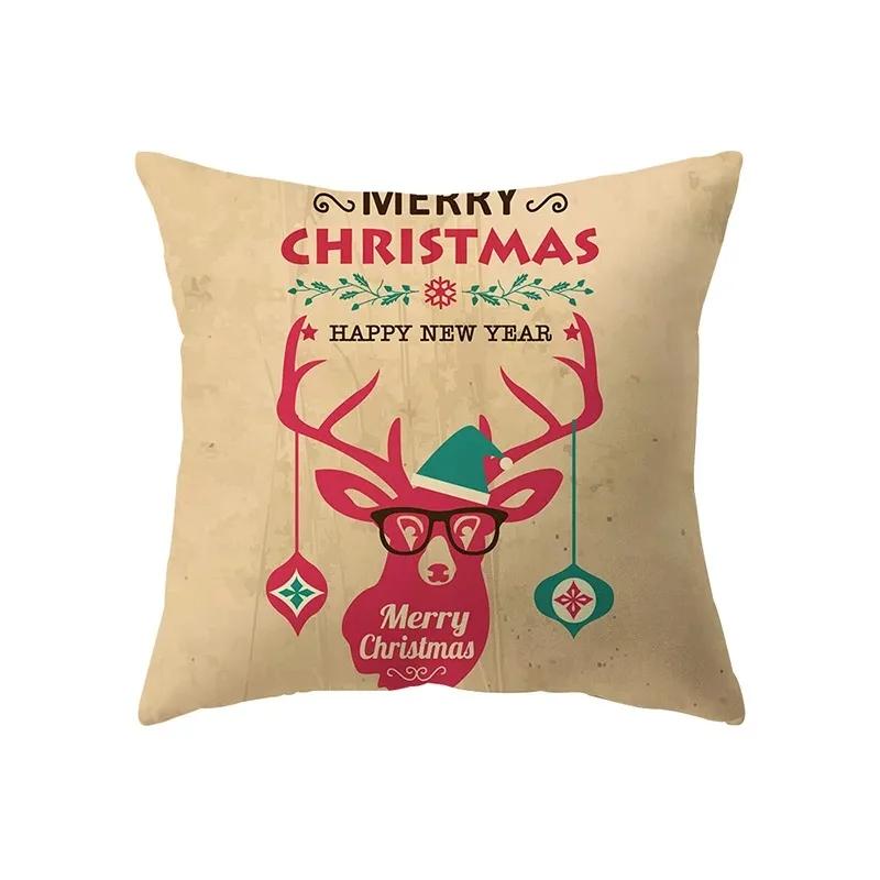 Federa Cuscino Stampata Babbo Natale Buon Natale Decorazione Casa Soggiorno Divano Cuscino Quadrato