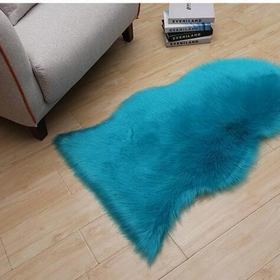Australian Faux Wool Sofa Cushion - European Style Sheepskin-Shaped Plush Carpet for Living Room, Bedroom, and Bay Window.