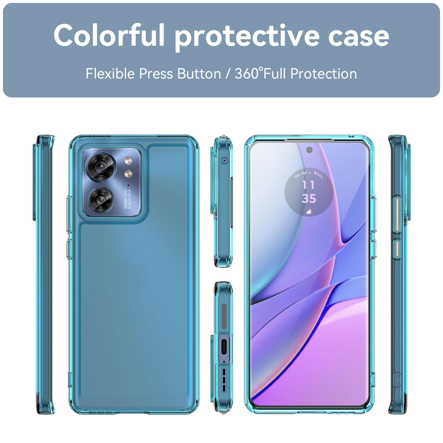 

Candy Series TPU Phone Case for Motorola Edge 40 5G Shockproof Back Cover Transparent Blue