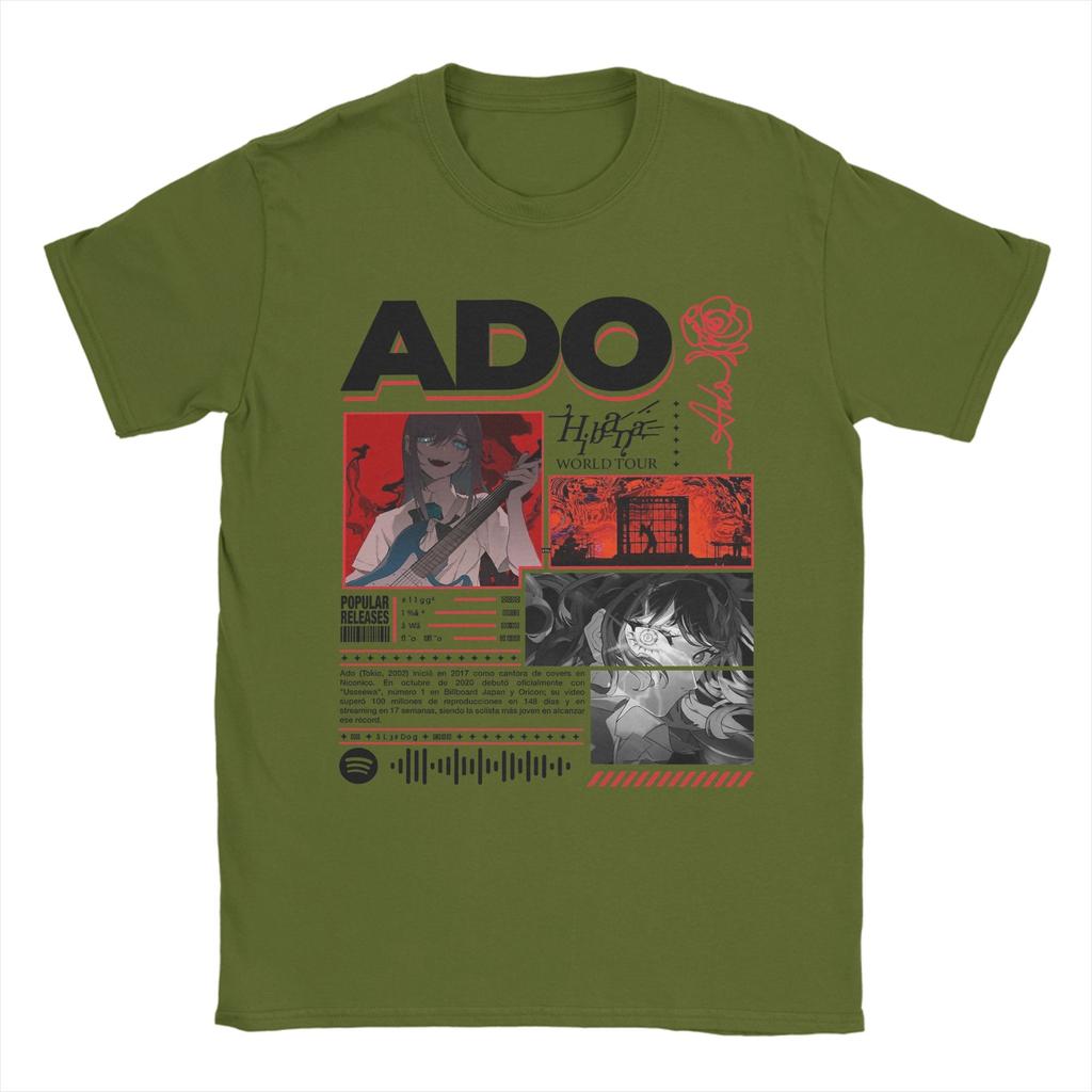 Męska koszulka ADO WORLD TOUR 100% bawełna Odzież Zabawna z krótkim rękawem z okrągłym dekoltem Koszulka Unikalne T-shirty