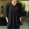 INCERUN Oversized Men's Batwing Sleeve T-Shirts Casual Loose Texture Tops
