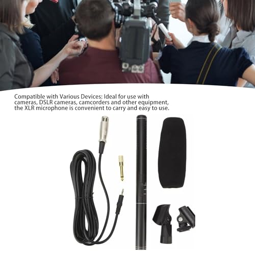 ABS Metal Wired Professional Interview Microphone with XLR Cable and Windscreen for Video Camcorders, DSLRs, and DV Cameras