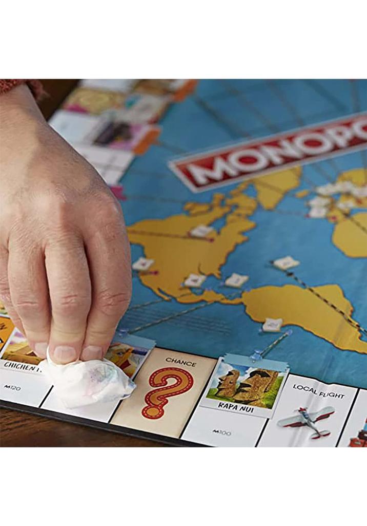 Monopoly Travel World Tour Board Game for Families and Kids Ages 8+, with Token Stampers and Dry-Erase Gameboard, Buy Travel Destinations