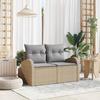 Garden Sofa with Cushions Beige 124 X 62 X 69 Cm Poly Rattan