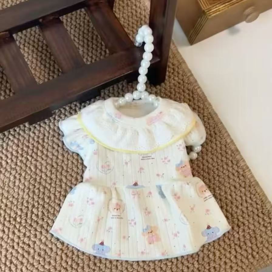 Pet Spring and Autumn Sweet Floral Tank Top Skirt Cute Bottom Shirt Cat Teddy Dog Clothes for Small Dogs Puppy Clothes