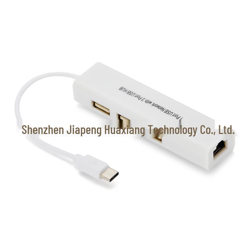 4-in-1 USB-C Hub with RJ45 100Mbps Network Converter for Laptops and Desktops
