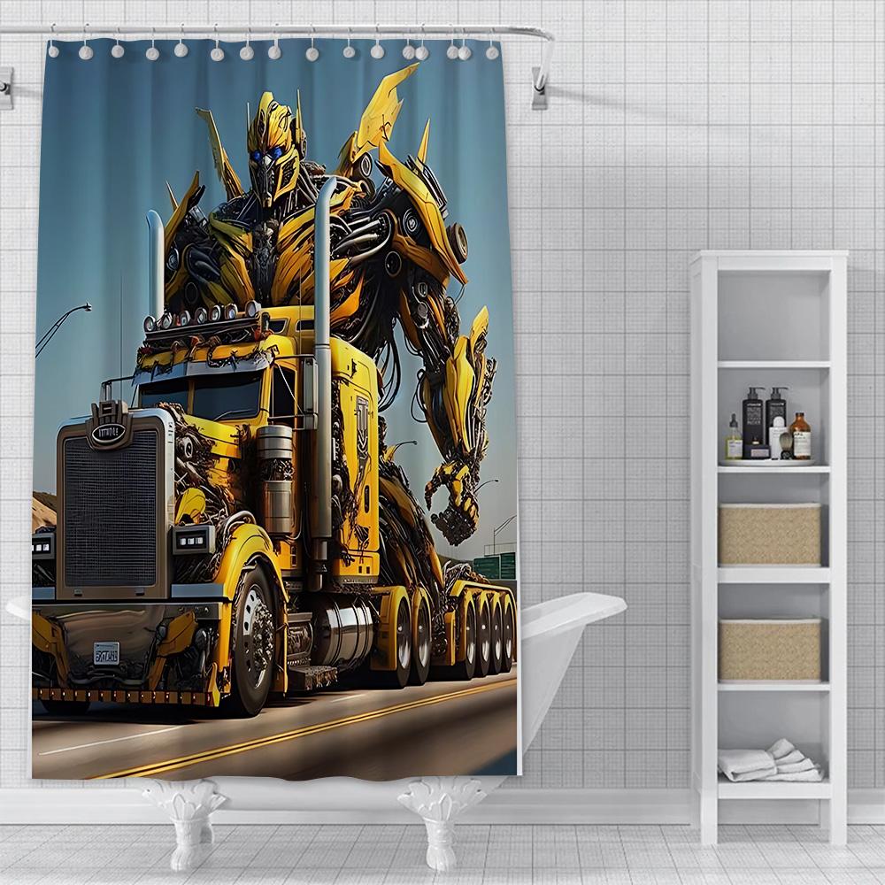 Shower Curtain Waterproof Polyester Fabric Paint Colorful Bath Curtains Transformers Autobot Home Bathroom Decor With Hook