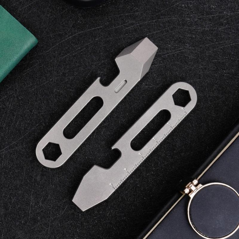 Compactly Titaniums Camping Tool Keychain Screwdriver Bottle Opener Multifunctional Ruler Portable Outdoor Accessory