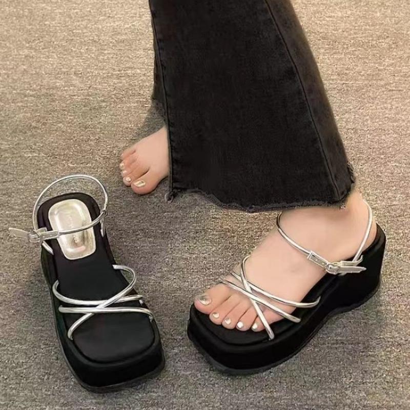 Fashion New Summer Thick Sole Height Increasing Design Exposed Toe Slippers Sexy Wedge Heel Slippers Fashionable Sandals