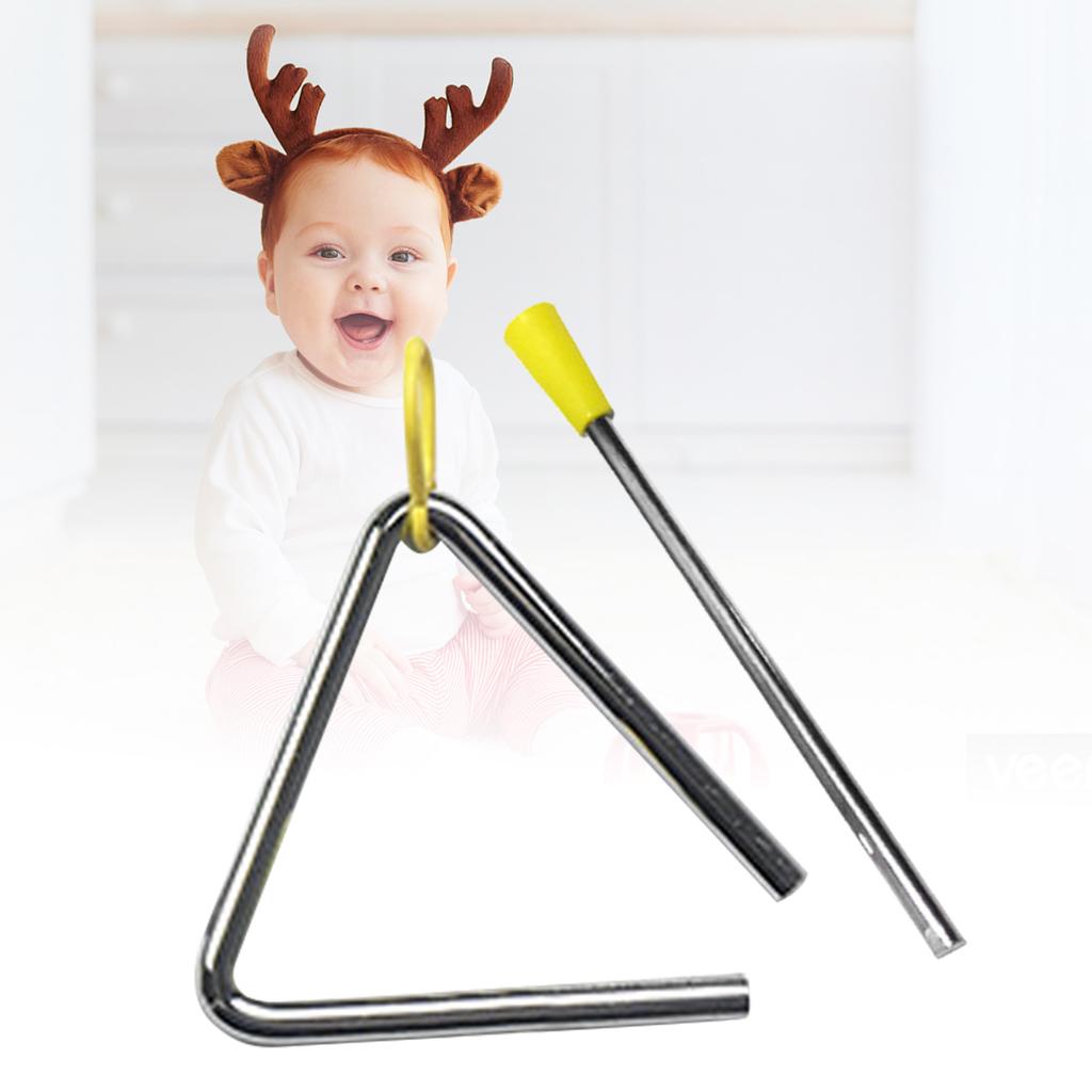 Metal Triangle with Striker Hand Percussion Musical Instrument for Kids Education Entertainment 4