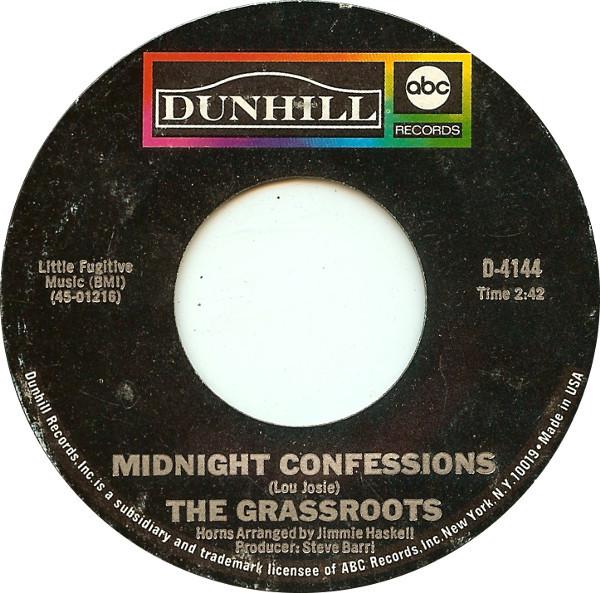 

7-дюймовая пластинка GRASS ROOTS Midnight Confessions Who Will You D4144 Dunhill 1968 US Rock Б/у
