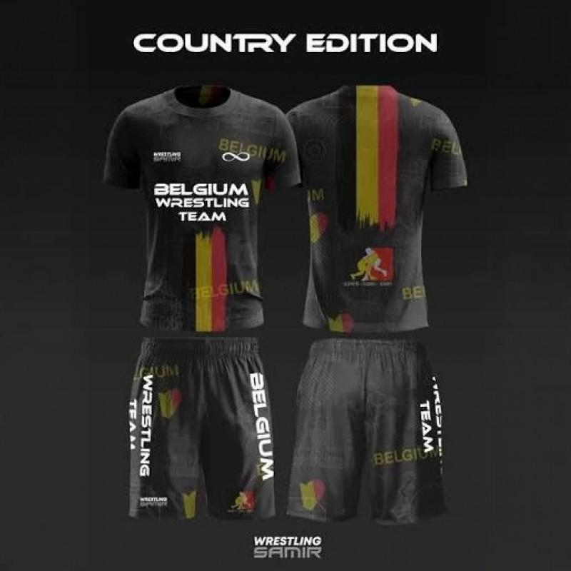 2026 Wrestling Training Set Mens Short Sleeve T-Shirt Shorts 3D Digital Print Athletic Wear Casual Sportswear
