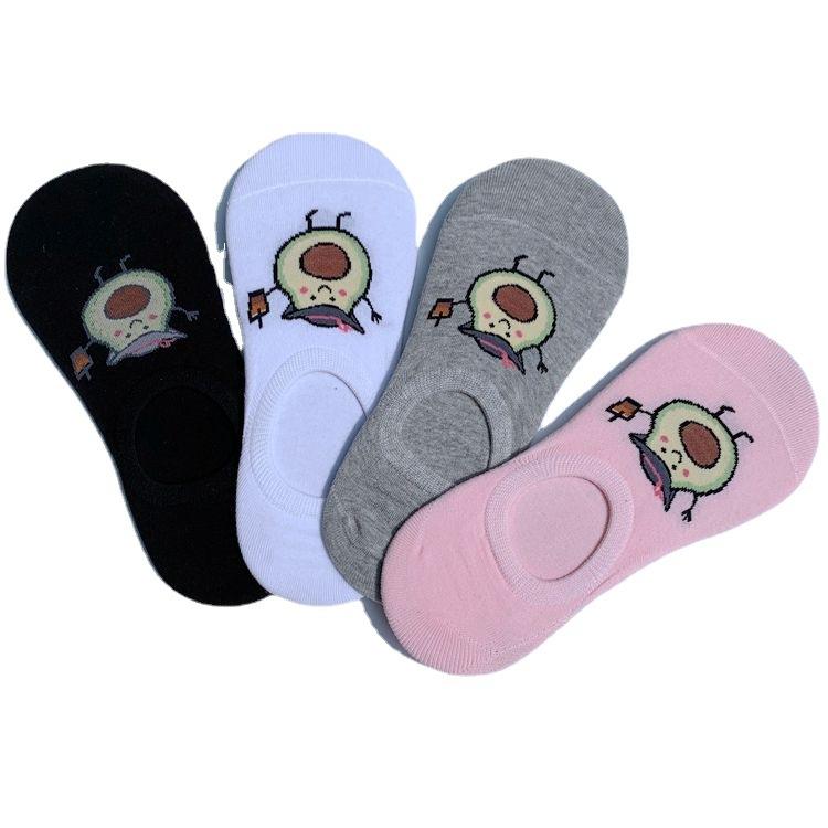 5 Pairs of Men and Women Tide Short Socks Low Waist Spring and Summer Couple Shallow Mouth Invisible Thin Cartoon Boat Socks