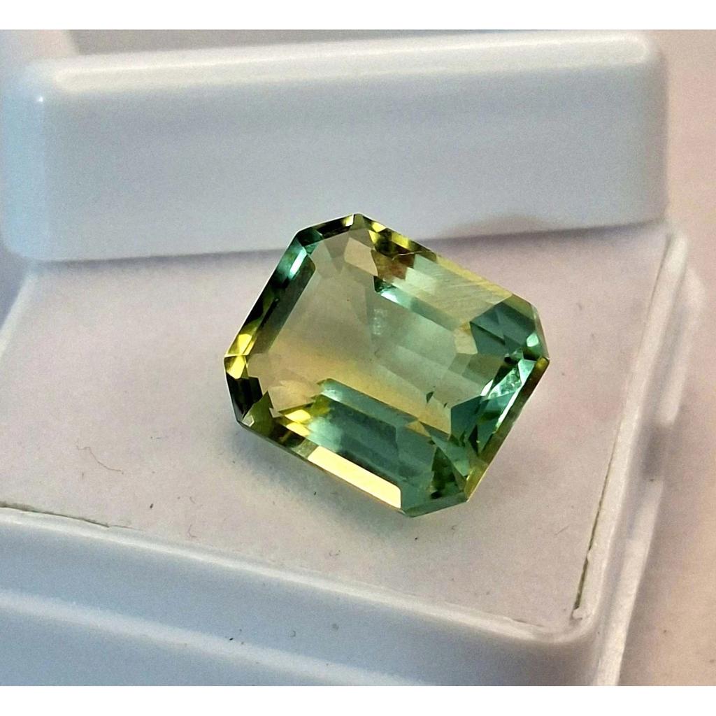 Beautiful Bi-Color Tourmaline Natural Emerald Cut 6-8 Ct Certified Gemstone
