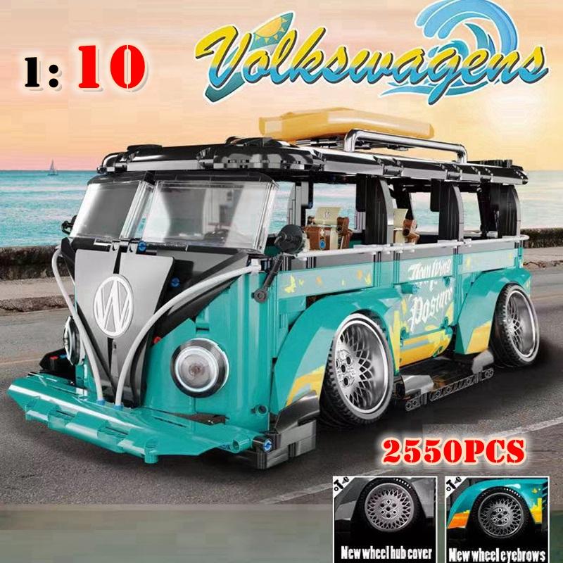 Technical The Refitted Vehicle Camper Van T1 Bus Building Block Brick Children's Toy Birthday Gift