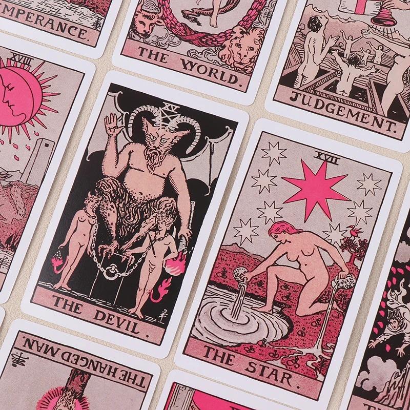 Baralho de Cartas de Tarô Rider Waite Rosa Conjunto para Iniciantes Baralho de Adivinhação Profecia Festa em Família Jogo de Tabuleiro Carta do Destino Jogo de Adivinhação