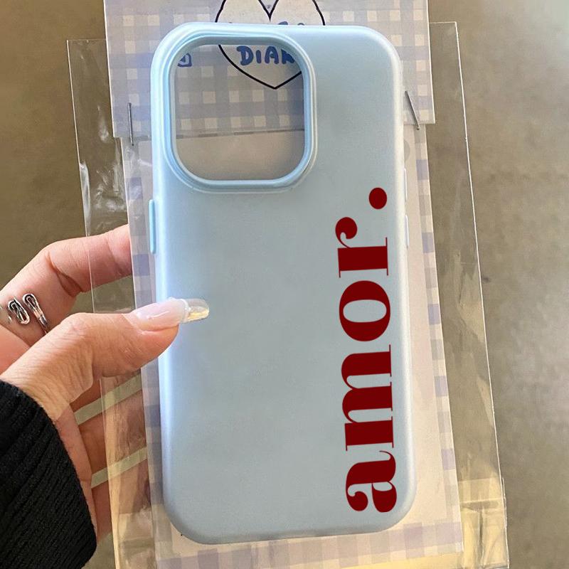 Rote "Amor." Buchstaben-Print Personalisierte Handyhülle Für iPhone 17 16 Pro Max 15 14 Plus 13 12 11 XS XR 16E 17 Air 2-in-1 Weiche Hülle