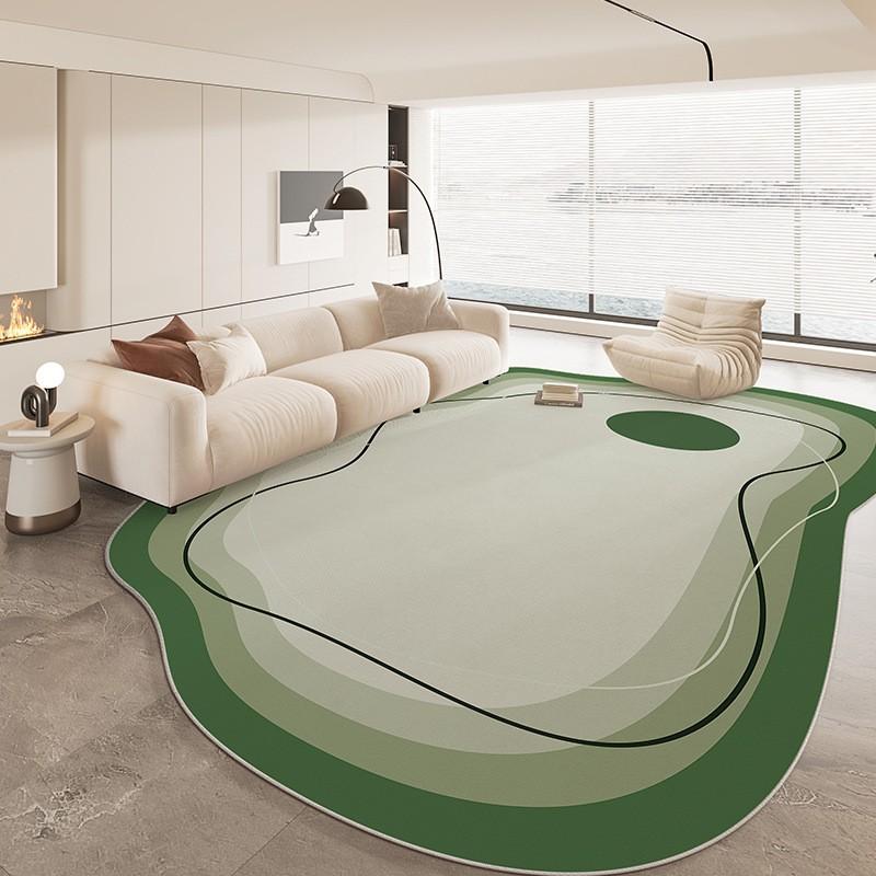 Modern Abstract Irregular Shape Area Rug Living Room Bedroom Non-Slip Washable Floor Mat Minimalist Cream Style