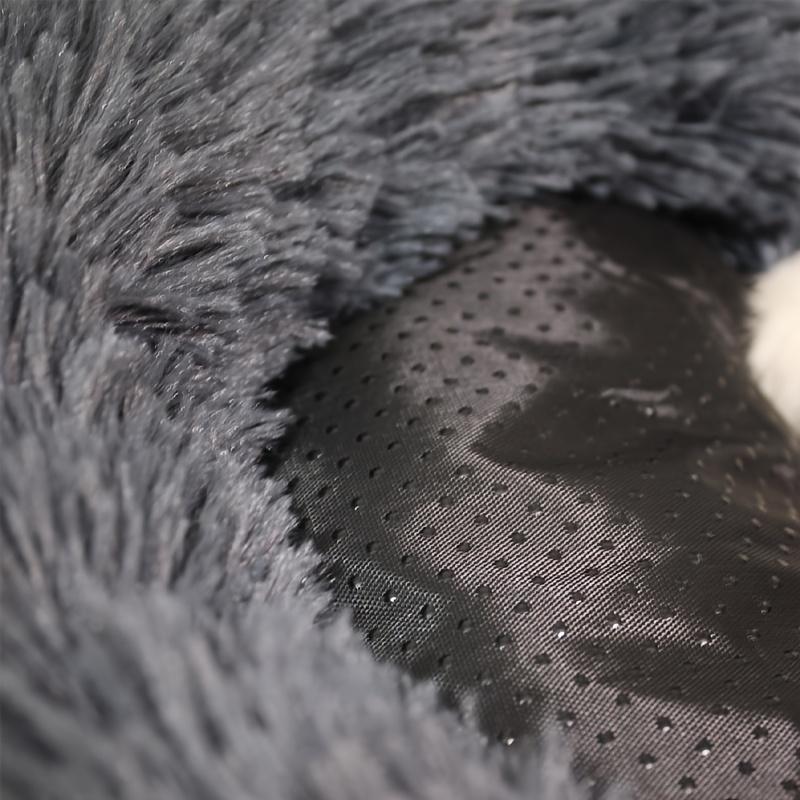 Round Plush Cat Bed Soft Cozy Dog Bed Cushion Long Plush Pet Sleeping Nest for Cats Small Dogs Pad Mat