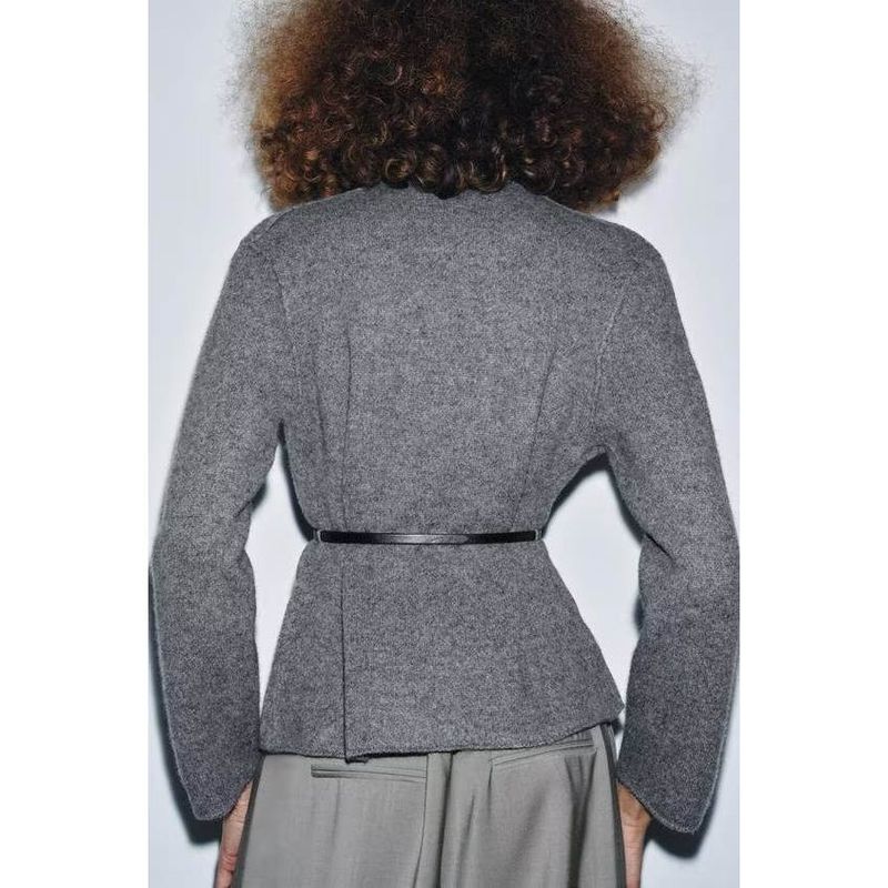 Za Foreign Trade New Women's Clothing Zr European and American Style Fashionable Autumn and Winter Versatile Belted Jacket 2893119 809