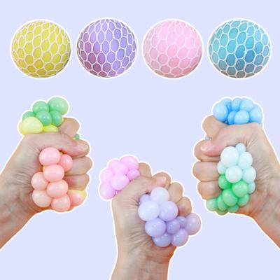 Yousheng Vent Ball Toy Quick Rebound 3-Color Mixed Discolored Grape Ball Pinch Toys Stress Relief Soft TPR Squeezing Ball Anti-stress Sensory Toy Kids