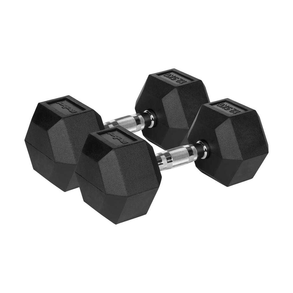 Cast Iron Rubber-Coated Dumbbells Hex 2X12.5Kg Rebel Hexagonal Set 25Kg Solid