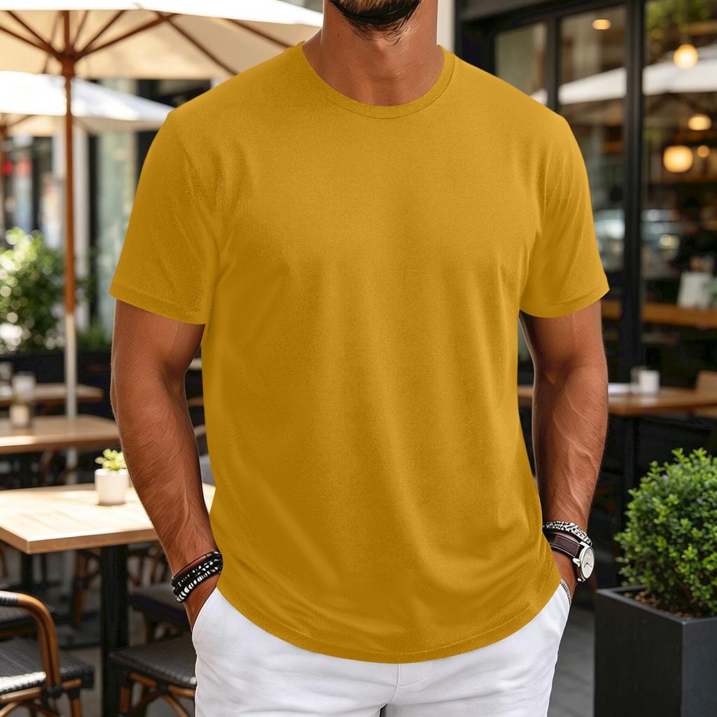 T-shirt da uomo girocollo a maniche corte, sottile, traspirante, elasticizzata, strato base per allenamento fitness