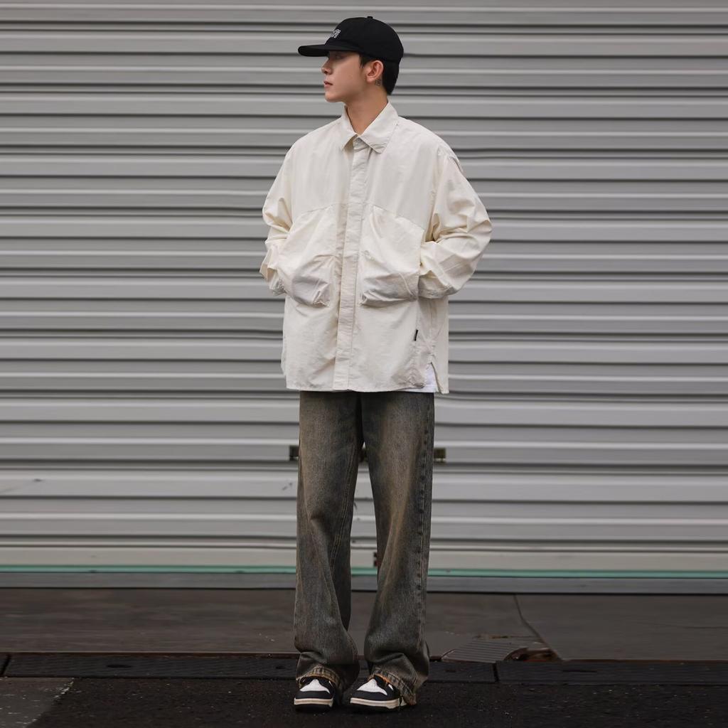 Koszula z długim rękawem w stylu japońskim Hong Kong 2024, luźna koszula chłopięca, letnia, modna, uniwersalna, swobodna, marynarka