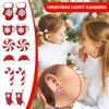Christmas Cute Red Women's Christmas Candy Cane Gloves Hat Earrings