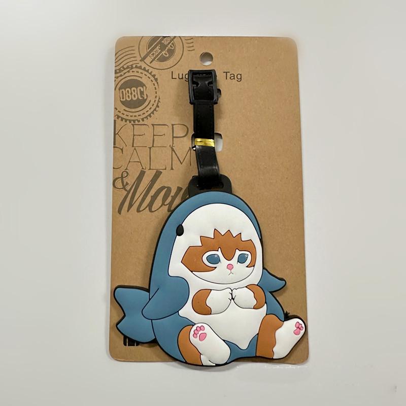 New Cartoon Cat Portable Luggage Tag Women Travel Accessories PVC Luggage Label Men Portable Anti-loss Address Name Tag