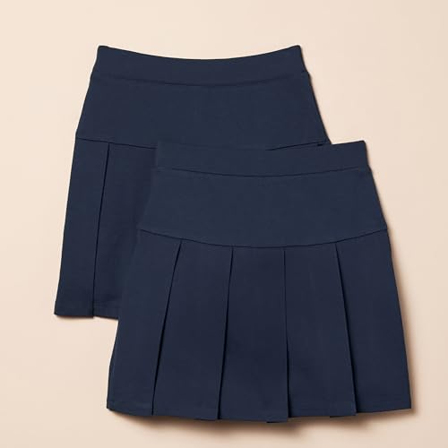Amazon Essentials 2-Piece Pleated Skirt with Inner Pants, Girls' Navy, Sizes 130-135