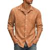 Men's Relaxed Fit Long Sleeve Shirt with Collar, Vintage Casual Button Down for Commute and Outdoor Daily Breathable Wear