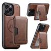 SUTENI M3 For iPhone 15 Pro Max Magnetic Case Cowhide Texture Leather Back Cover with Card Bag Kickstand