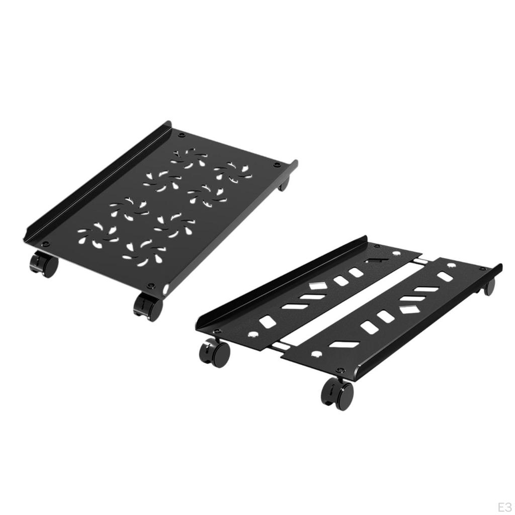 Adjustable Mobile CPU Stand PC Floor Cart Fits Most Telescopic 360° Rotary Under Desk Computer