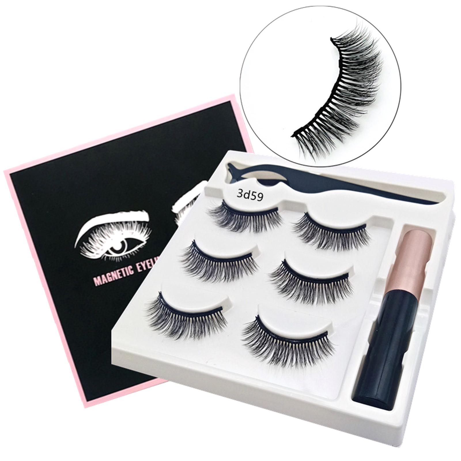 

Набор магнитных ресниц и подводки для глаз 3 пары многоразовых магнитных ресниц с подводкой для глаз 3D естественный вид накладные ресницы 3D59