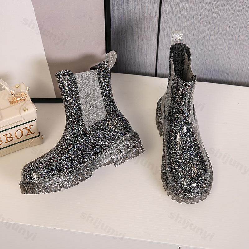 Rain Boots  Lightweight Waterproof Rubber Shoes Short Tube Non Slip Fashion Trend Comfortable Height Increasing Rain Boots