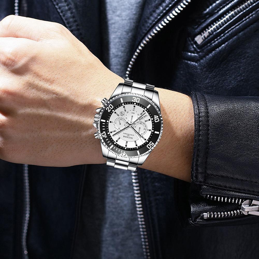 Orologio Classico da Uomo Orologio al Quarzo Orologio Multi-Quadrante Orologio in Acciaio Inossidabile Orologio Casual Sportivo da Uomo Orologio con Calendario Analogico
