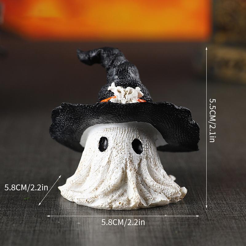 

Фигурки призраков из смолы - Декор шляпы ведьмы на Хэллоуин с мини-тыквами для настольных сцен на вечеринку