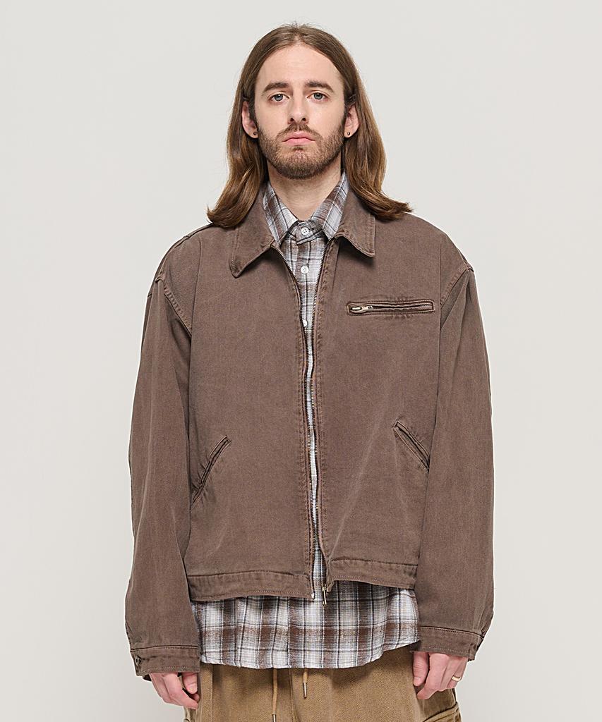 Cargobros Vintage Pigment Work Trucker Jacket (Brown)