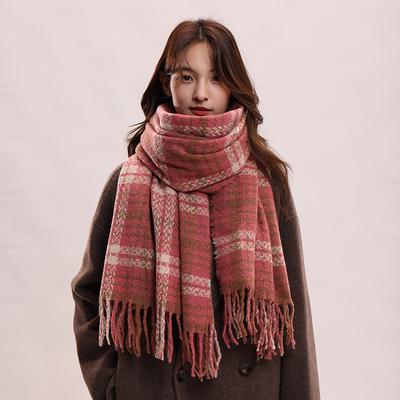 Scarf Women's Autumn and Winter New Plaid Thickened Shawl High-end Atmosphere Warm Scarf