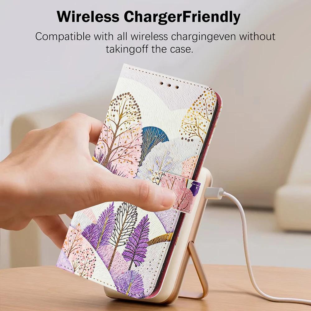 Coloured Drawing Wallet Case for Samsung Galaxy A06 A14 A15 A16 A23 A24 A25 A26 A34 A35 A36 A54 A55 A56 Leather Book Phone Cover