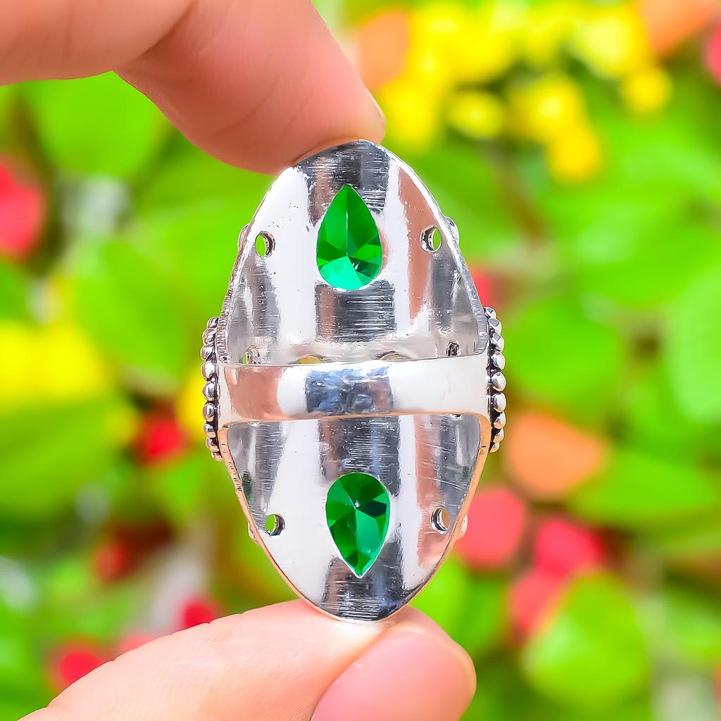 Natural Peridot Gemstone Handmade 925 Sterling Silver Gift Ring Size 9.5 H7d68