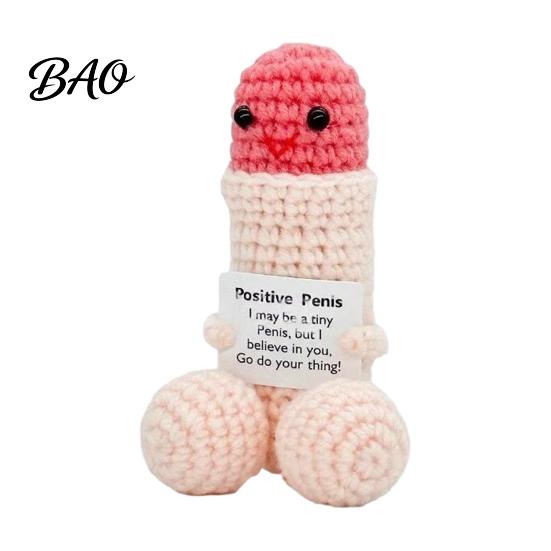 Novelty Crochet Decoration Handmade Ornament, Funny Positive Desk Buddy, Cute Ornament Figurine, Emotional Support Keepsake Gift for Friends Coworkers