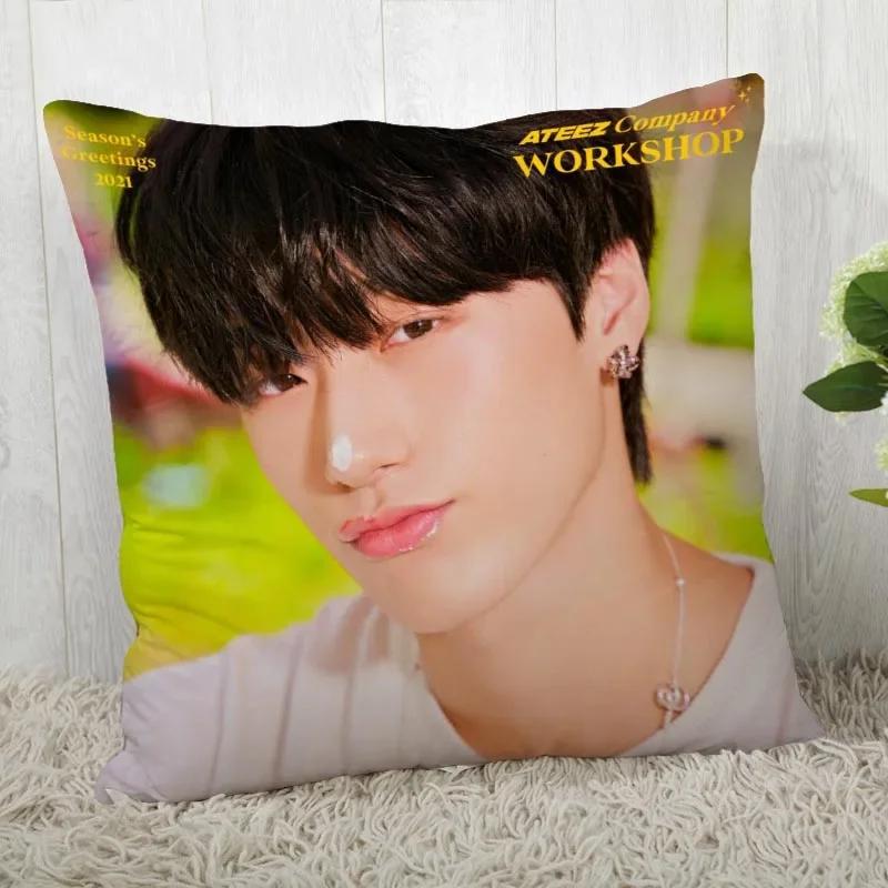 Custom Ateez KPOP Square Pillowcase Custom Zippered Pillow Cover Case 45x45cm(One Side) 04.1