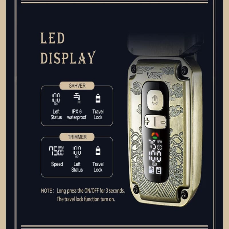 Men's Professional Hair Clipper IPX6 Waterproof and Rust-proof Metal Set Electric Shaver Rechargeable Long-lasting Lithium Battery Oily Hair Clipper