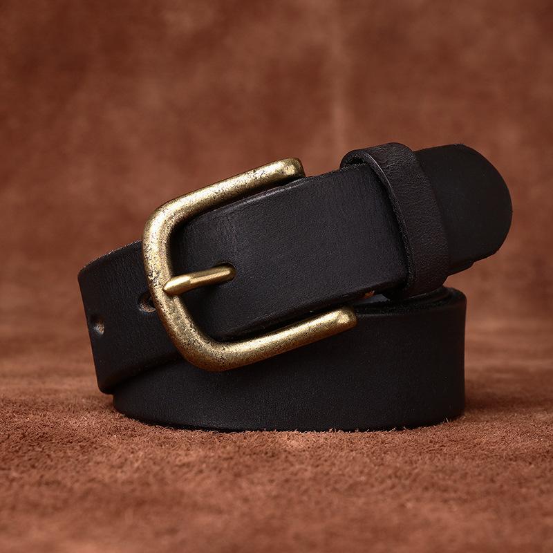 Belt Men's Width Washed-out Vintage Distressed First Layer Cowhide Leather Pin Buckle Casual Jeans Belt Men