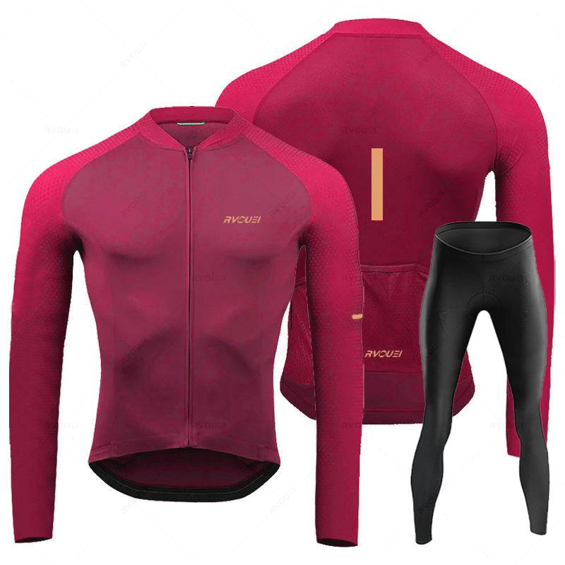 Rvouei 2026 New Autumn Long Sleeve Bib Pants Cycling Jersey Set Ropa Ciclismo Bicycle Clothing Bike Jersey Uniform Men Clothe